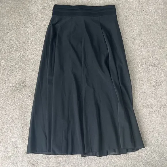 Halara Midi Skirt Medium Black High Waisted Drawstring Contrast Mesh Flowy NEW - Picture 6 of 6